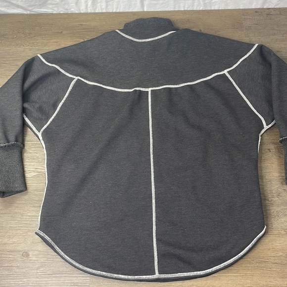 Free People Movement Mountain Dreamin’ Reversible Sweatshirt Grey Ivory M/L - Picture 9 of 15